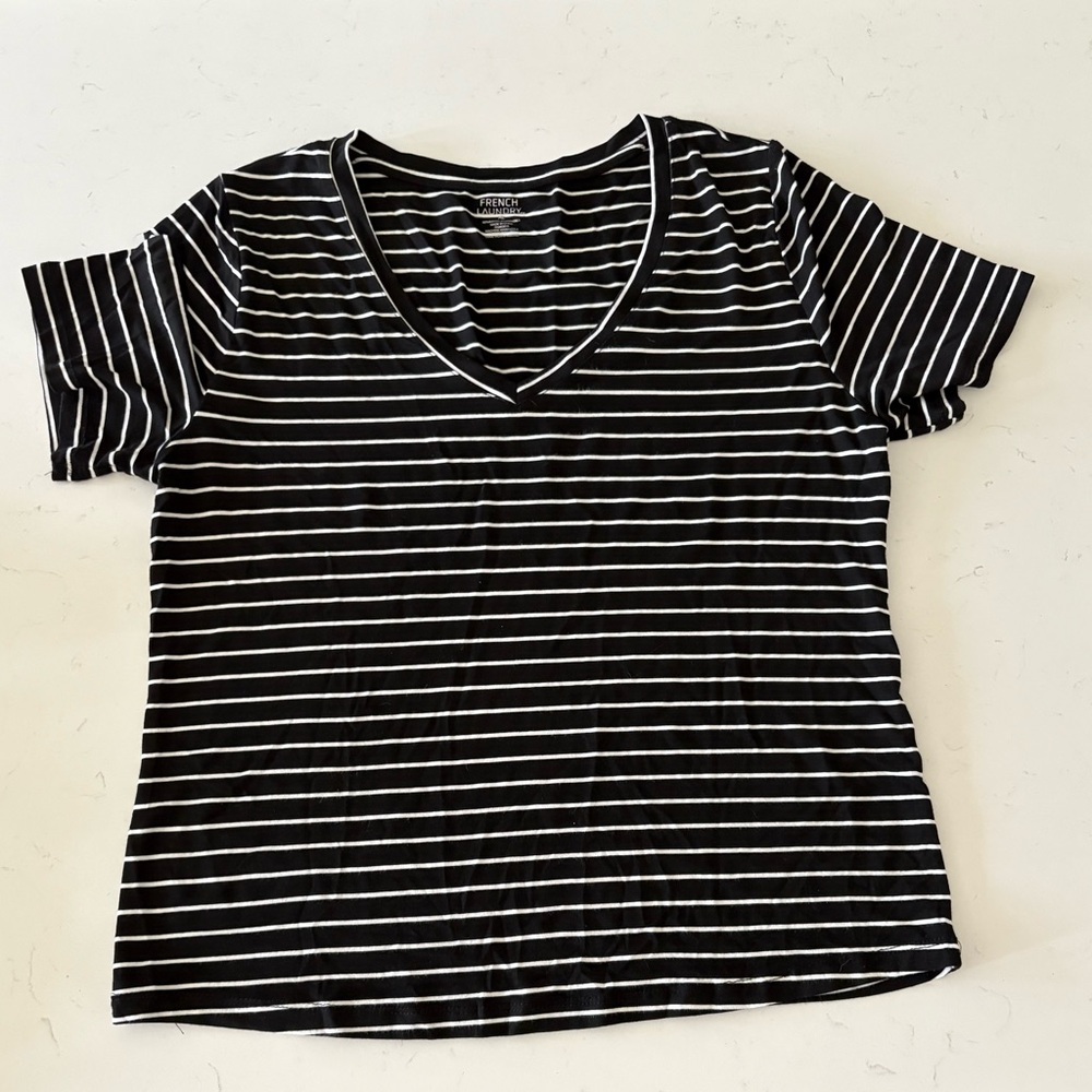 French Laundry Black and White Striped Tee
